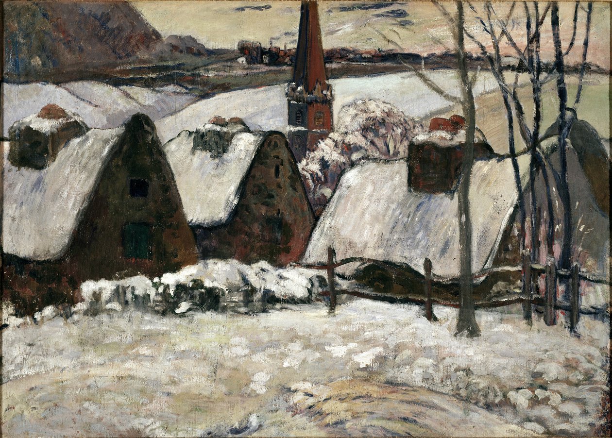 Kar altında Breton köyü (tuval üzerine yağlı boya by Paul Gauguin