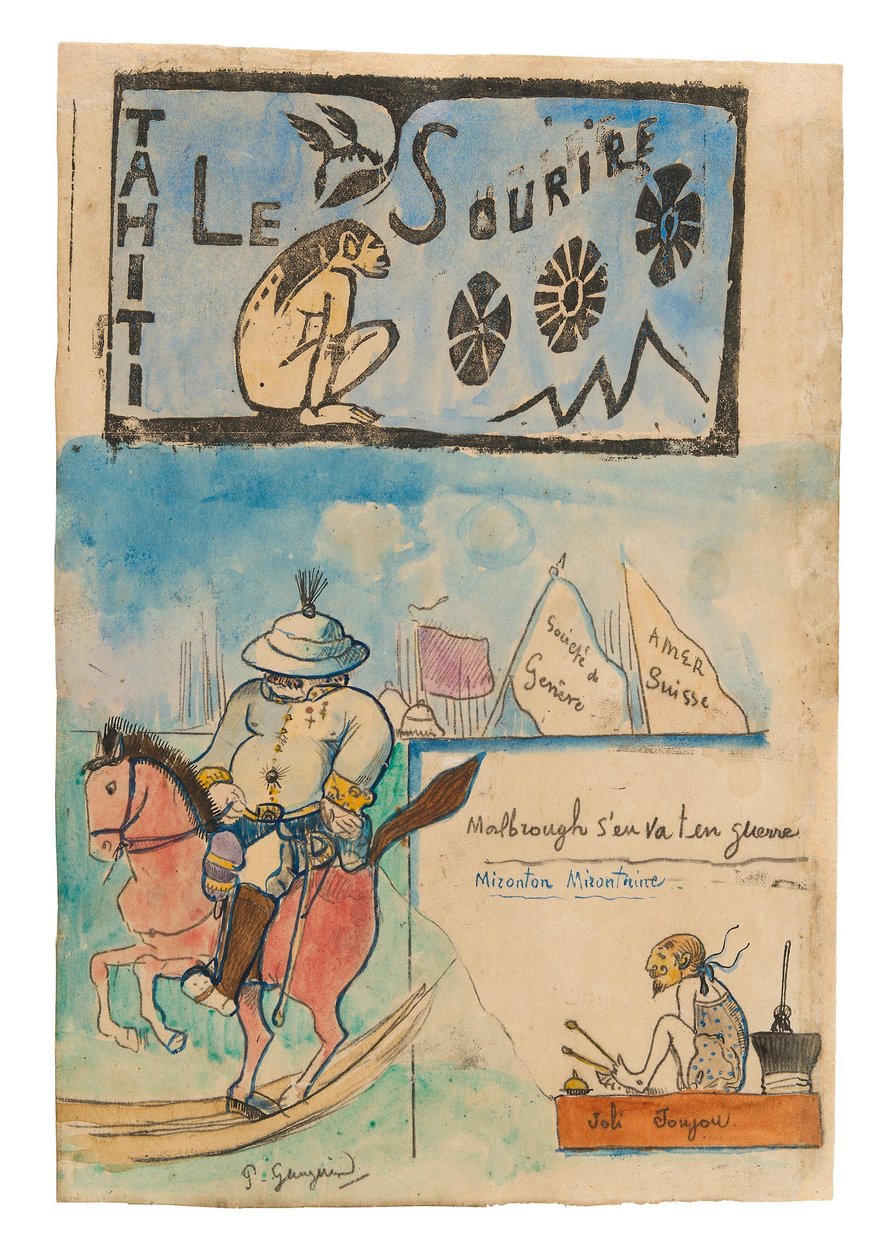 Gauguin ve Vali Gallet'nin 'Le sourire' başlığıyla karikatürleri by Paul Gauguin
