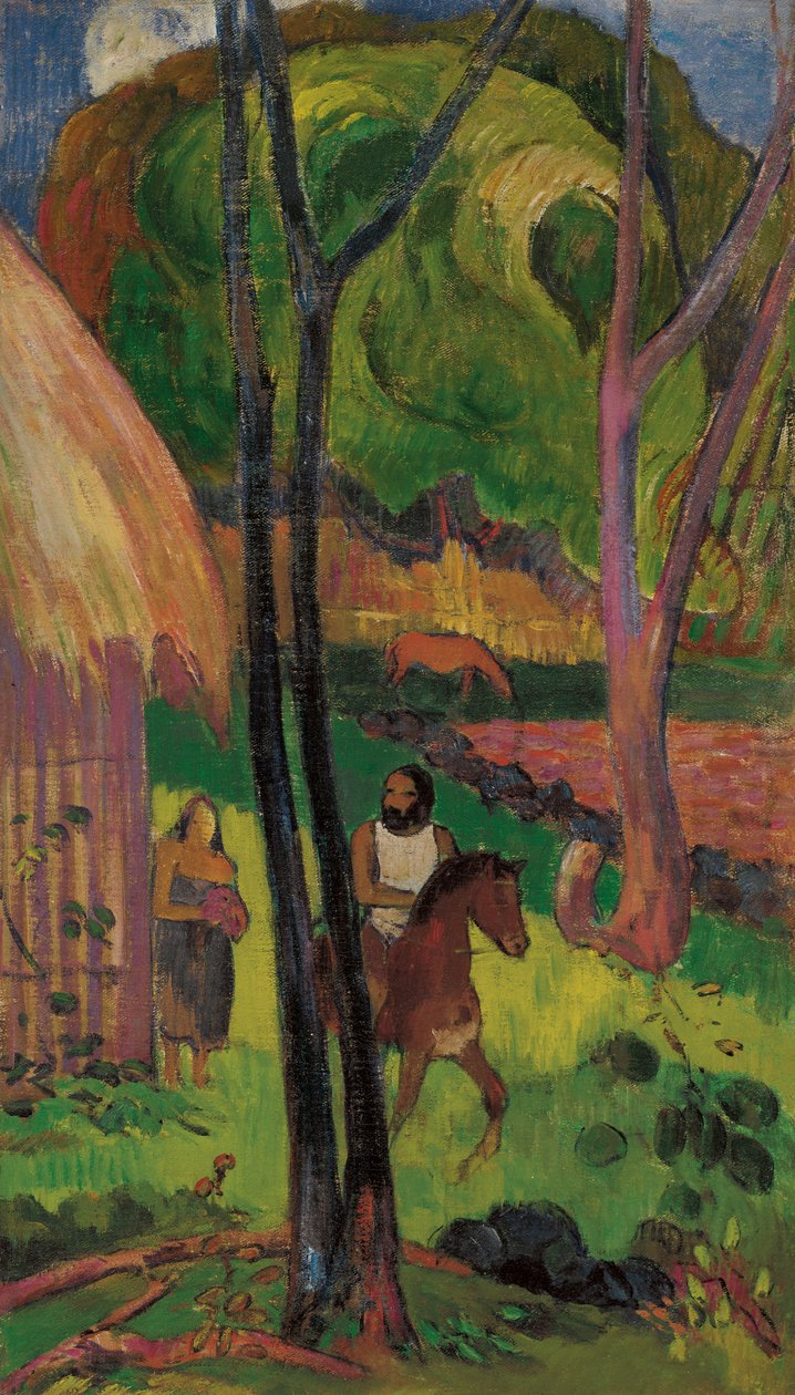 Kulübenin önündeki binici, 1902. by Paul Gauguin