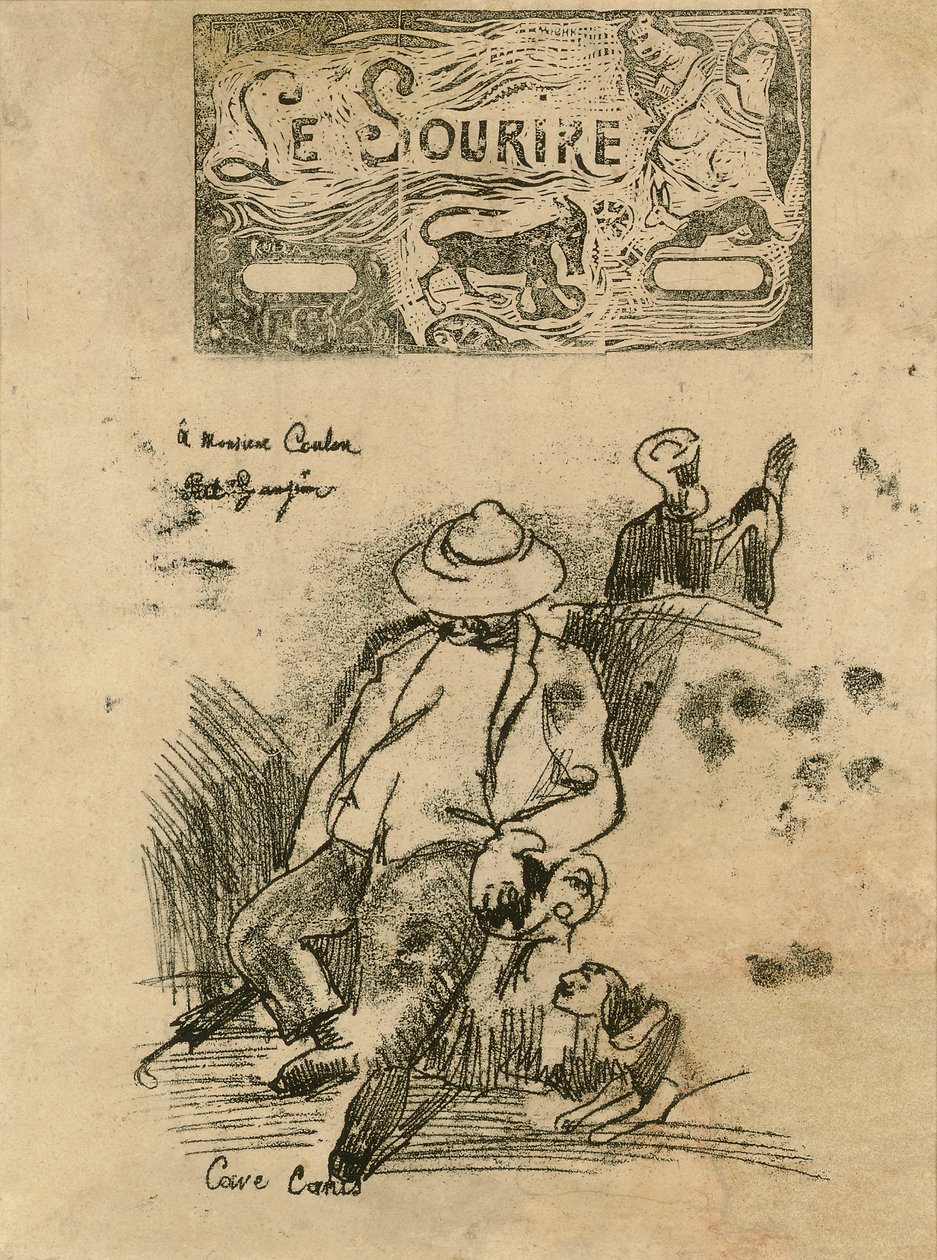 Cave Canis ve Titre, 'Le Sourire' dökün ('Le Sourire' için Köpeğe ve Başlığa Dikkat Edin) by Paul Gauguin