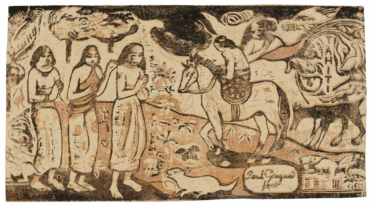 Geç Ahşap Blok Baskılar Suitinden Konut Değişikliği by Paul Gauguin