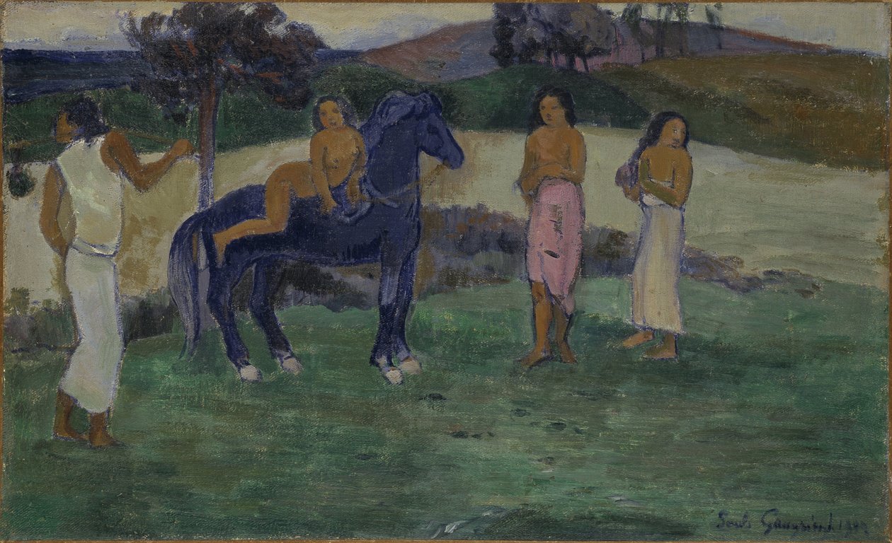 Kompozisyon avec Figures et un cheval - Figürler ve Bir At ile Kompozisyon, Gauguin, Paul Eugene Henri (1848-1903). Tuval üzerine yağlıboya by Paul Gauguin