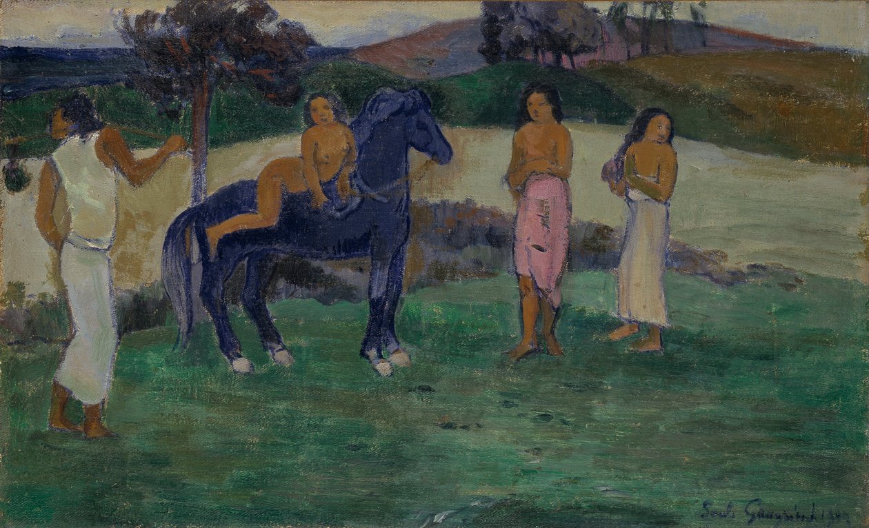 Figürlü ve Atlı Kompozisyon by Paul Gauguin