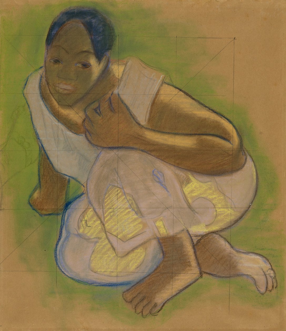 Çömelmiş Tahiti Kadını: Nasıl Evlenilir Üzerine Bir Araştırma by Paul Gauguin