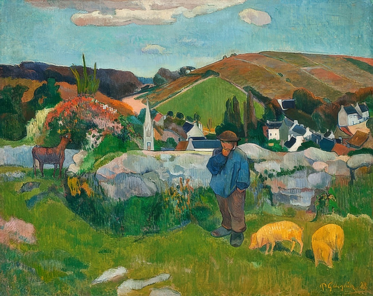 Domuz çobanı. 1888 by Paul Gauguin