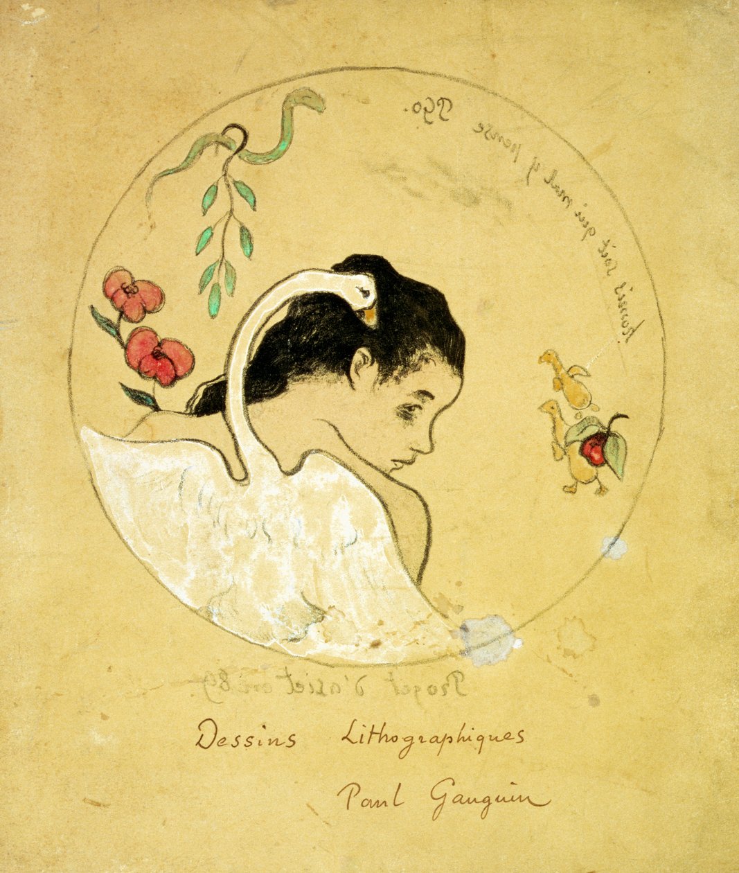 Bir Tabak için Tasarım - Leda ve Kuğu, 1889 by Paul Gauguin