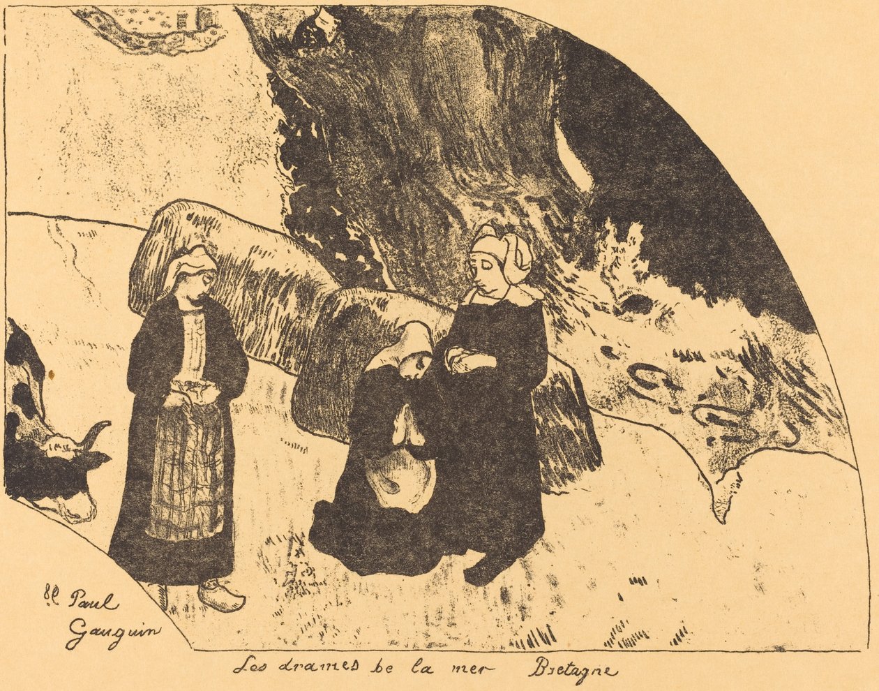 Deniz Dramaları, Brittany Deniz Dramaları, Brittany, 1889. by Paul Gauguin