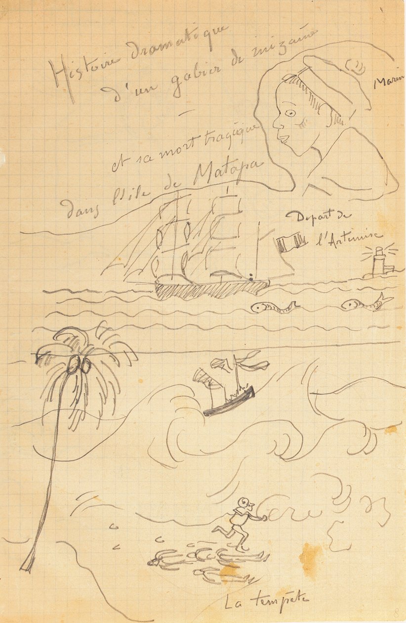 Genç Jacques Bousquet, Pont-Aven veya Le Pouldu için yapılmış çizimlerden oluşan bir albümden çizim, 1889-90 by Paul Gauguin