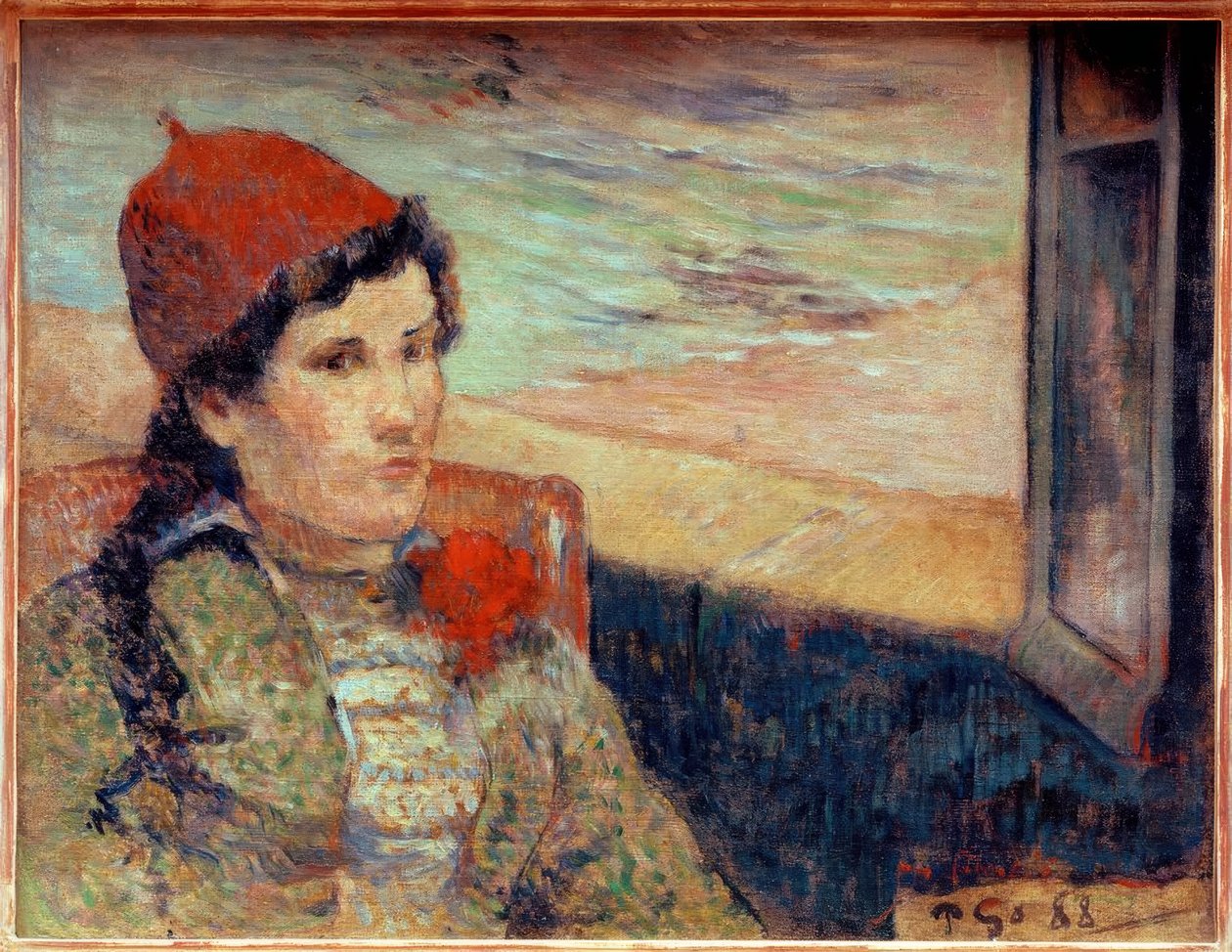 Gelin adında açık bir pencerenin önündeki kadın by Paul Gauguin