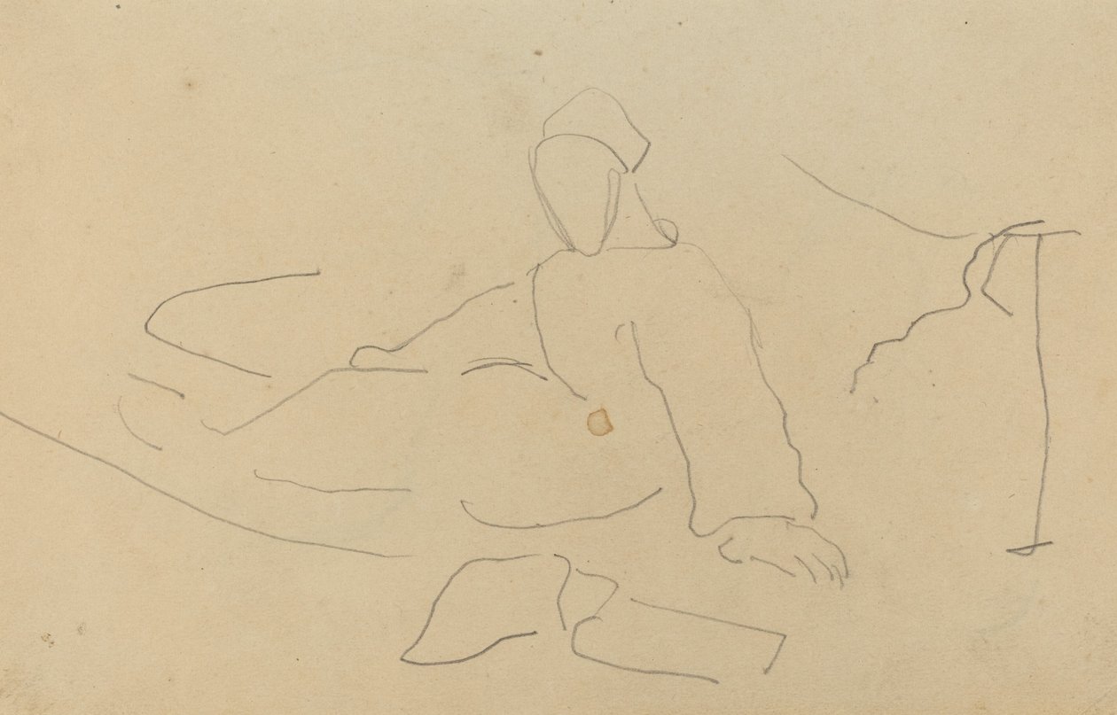Yerde Oturan Şekil [rekto] by Paul Gauguin