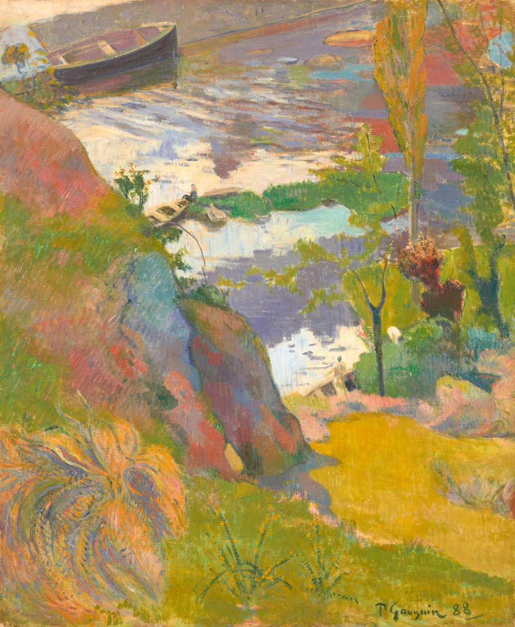 Aven'de balıkçılar ve yıkananlar by Paul Gauguin