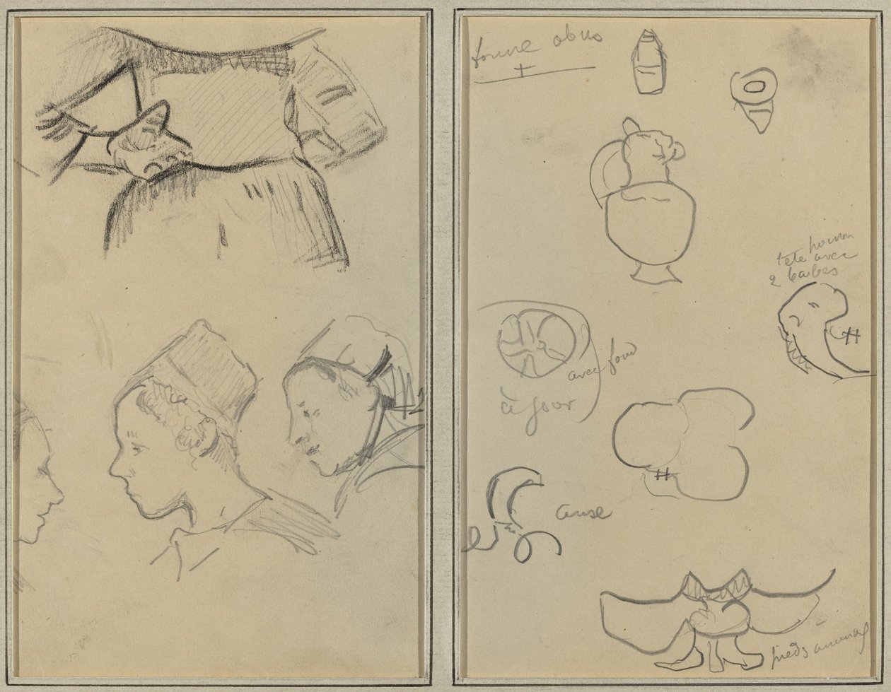 Breton Kadınları Üzerine Dört Araştırma; Şekiller ve Vazolar [verso] by Paul Gauguin