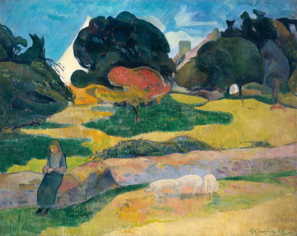 Domuz Sürüyen Kız, 1889 by Paul Gauguin