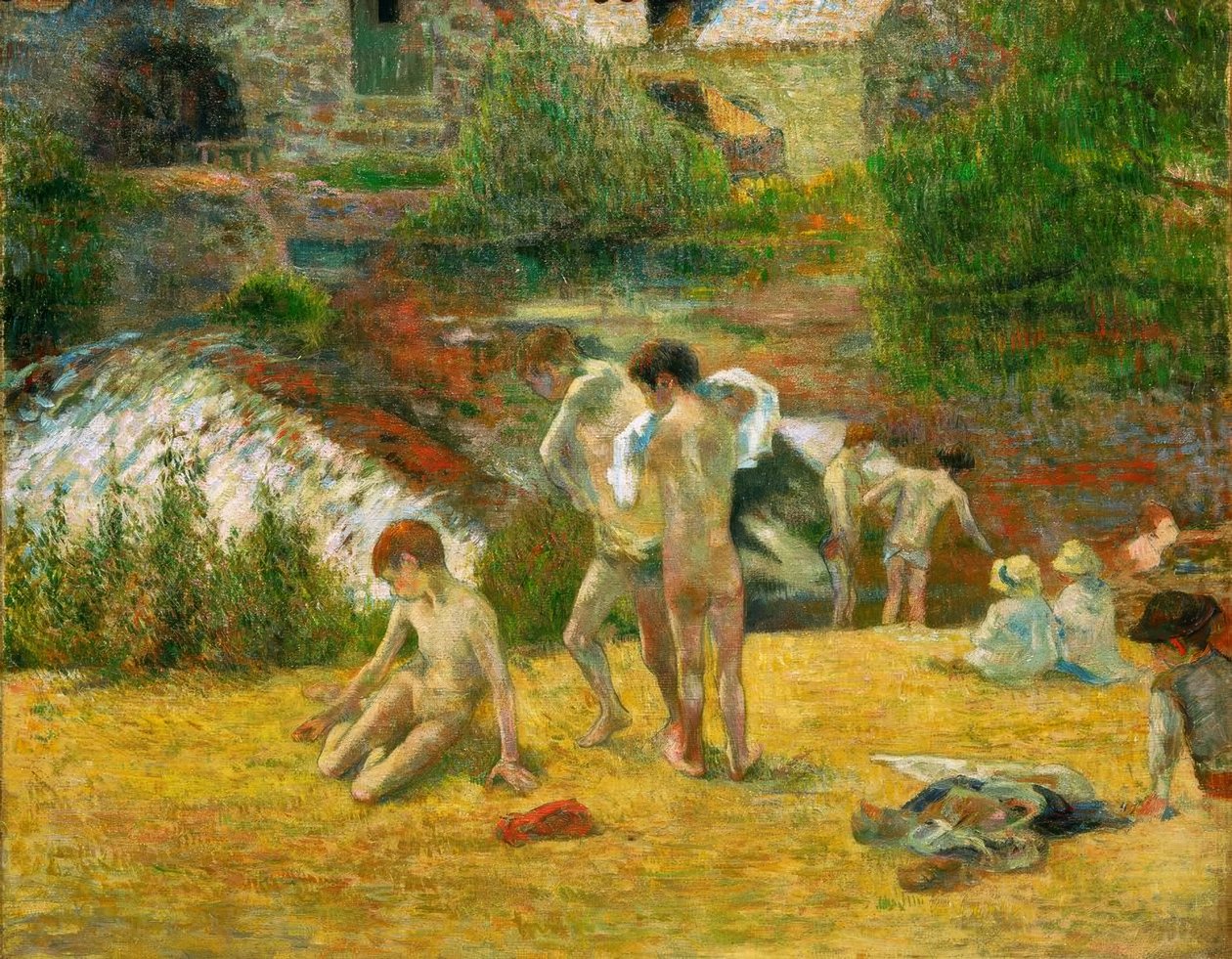 Banyoda Genç Bretonlar veya Bois d değirmeninde Yüzme by Paul Gauguin