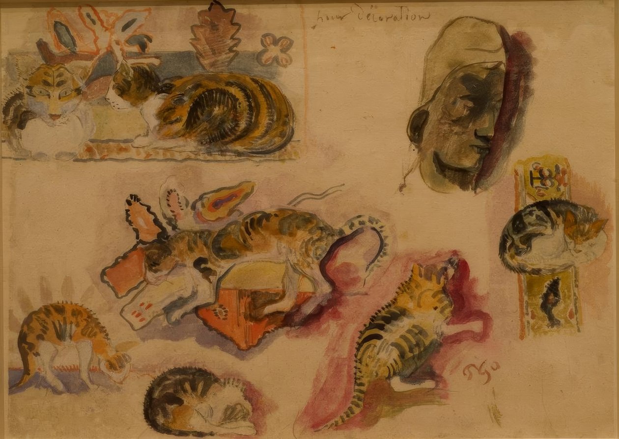 kediler ve kafa by Paul Gauguin