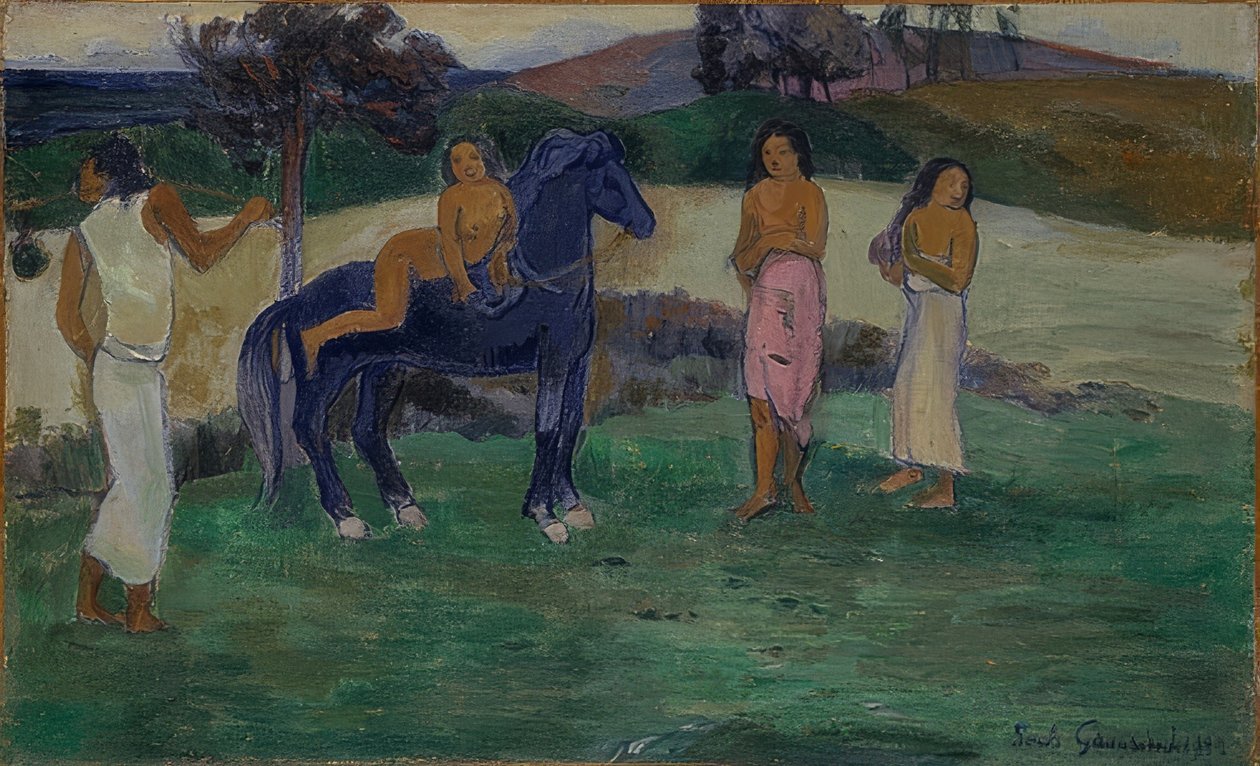 Rakamlar ve at ile kompozisyon. 1902 by Paul Gauguin