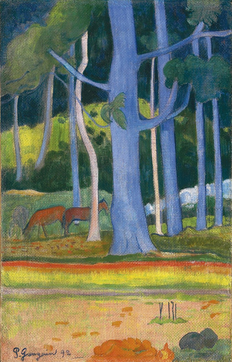 Mavi ağaçlı manzara, 1892 by Paul Gauguin