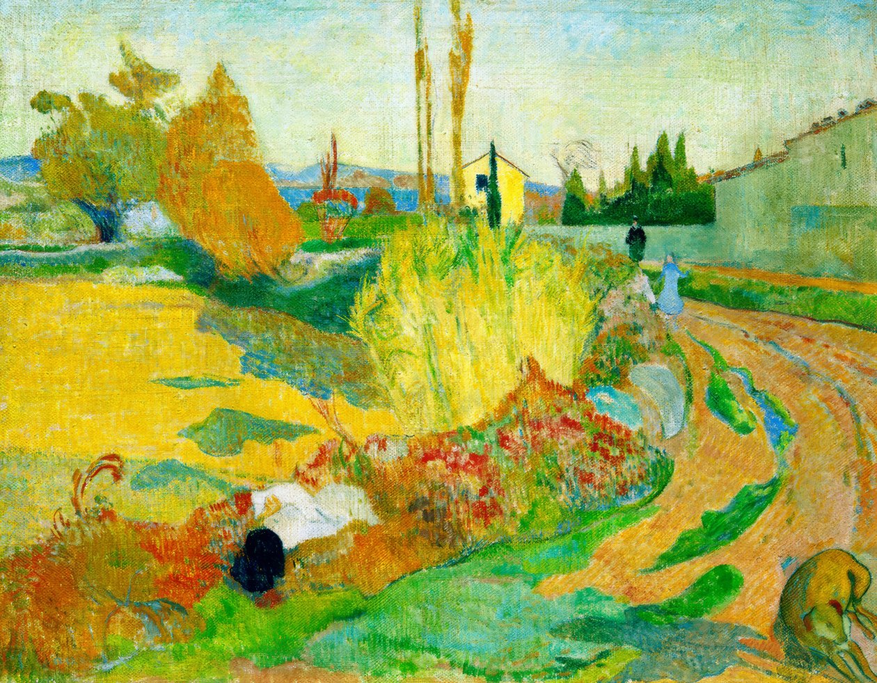 Arles yakınlarındaki manzara (Roubinele-Roi Kanalı boyunca uzanan yol) by Paul Gauguin