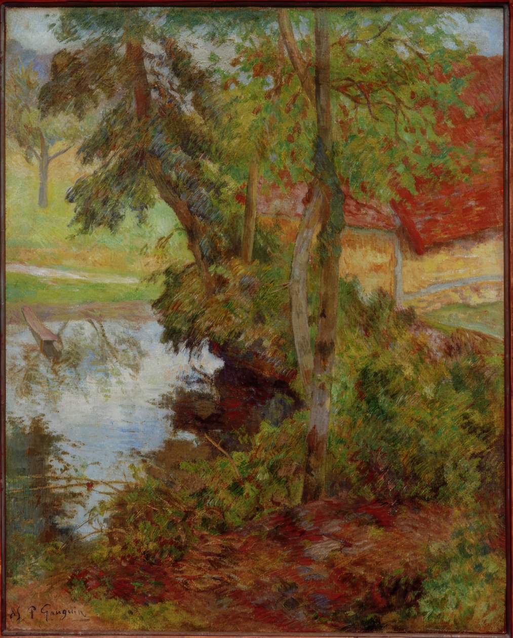 Kırmızı çatılı manzara by Paul Gauguin
