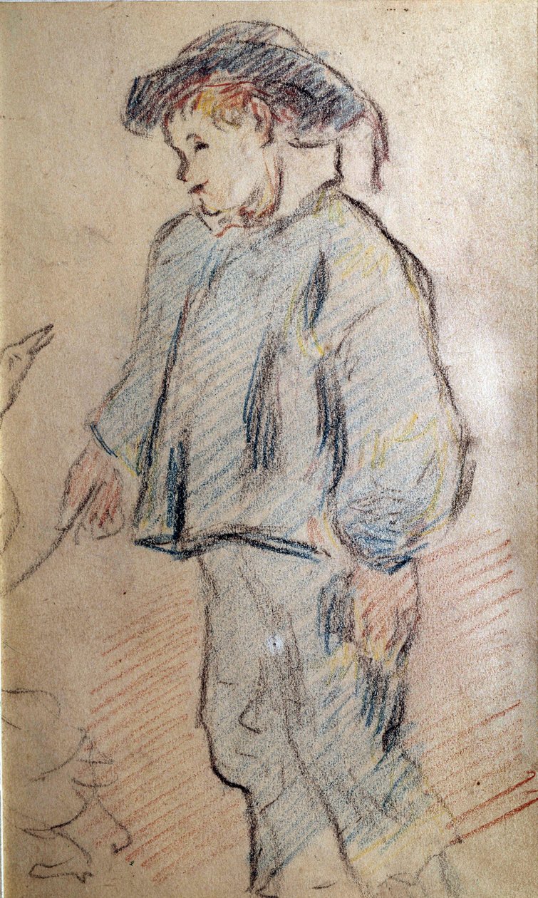 Küçük Breton çocuk bir kaz Eskiz Paul Gauguin (1848-1902) 19. yüzyıl Özel koleksiyon by Paul Gauguin