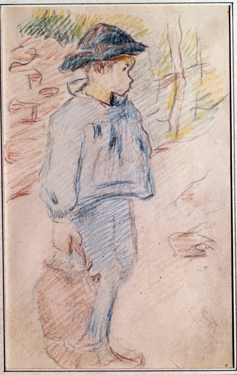 Paul Gauguin tarafından kova eskiz ile küçük Breton çocuk by Paul Gauguin