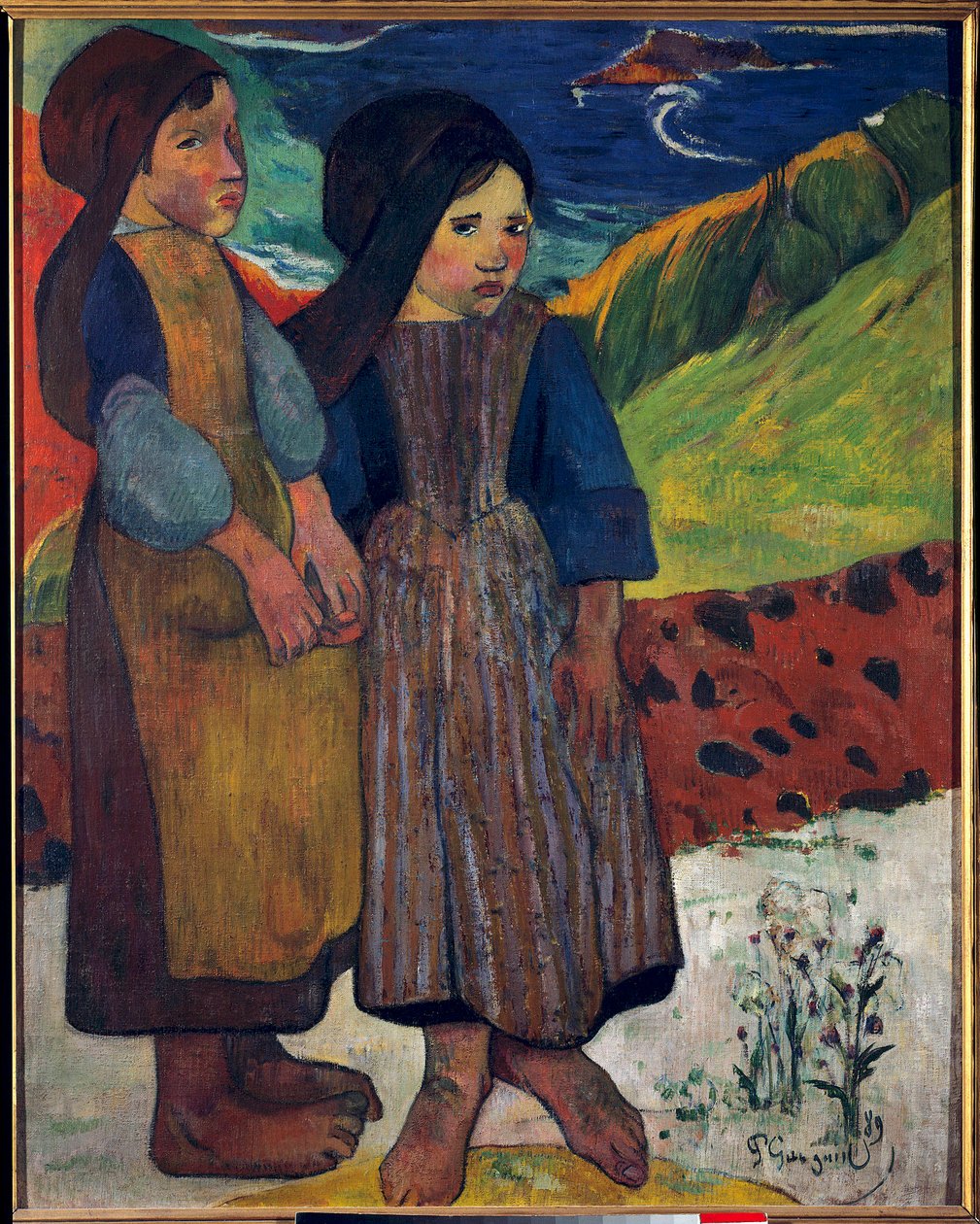 Denizden Önce Küçük Bretonlar Paul Gauguin (1848-1903) 1889 Güneş tablosu. 0.92 X 0.73 m. Tokyo. Ulusal Batı Sanatı Müzesi by Paul Gauguin