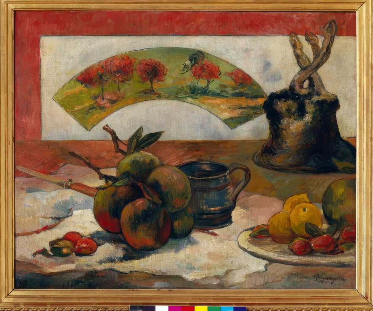 Bir fan ile natürmort by Paul Gauguin