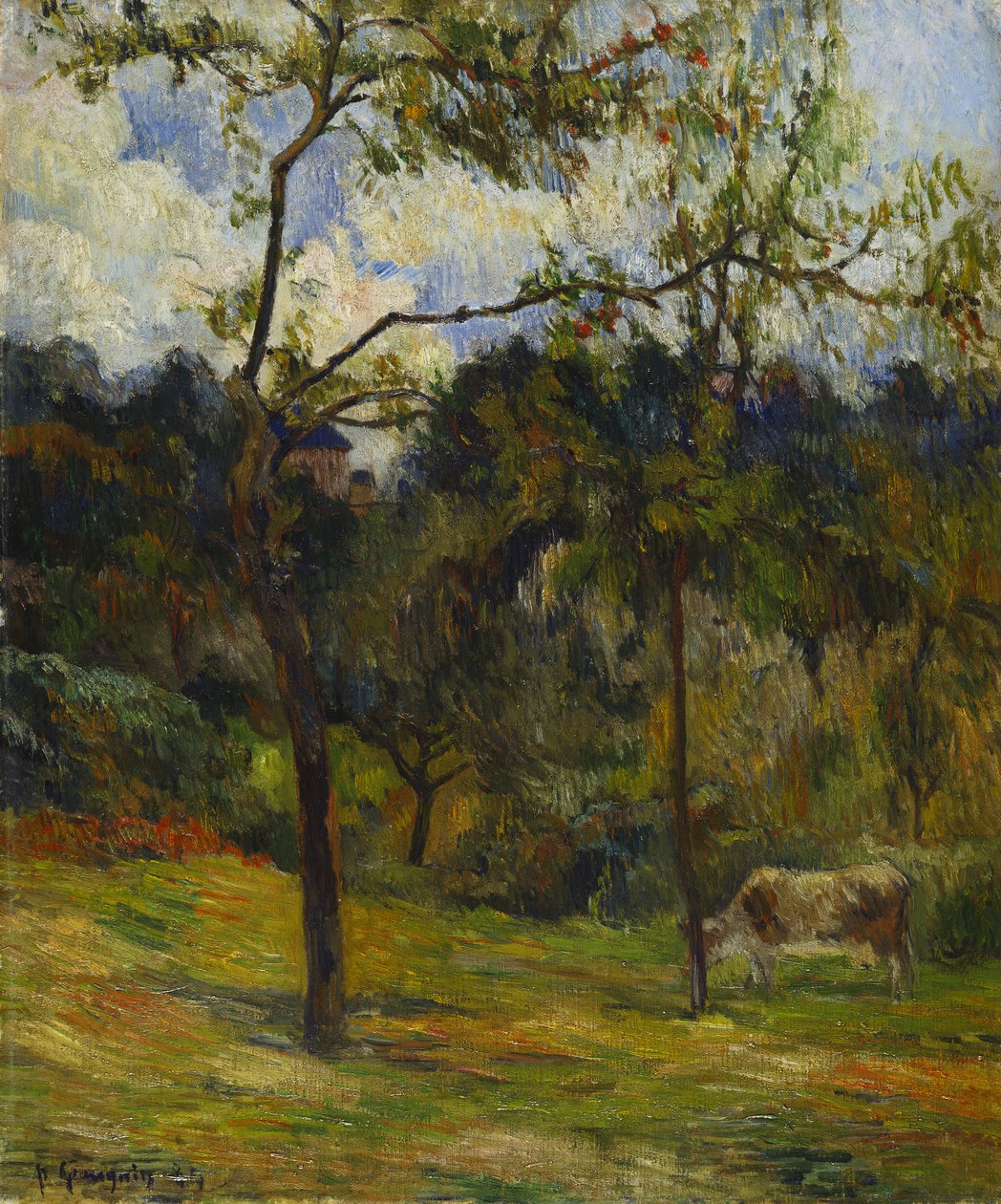 Normandiya Manzarası: Çayırda İnek, 1884 by Paul Gauguin