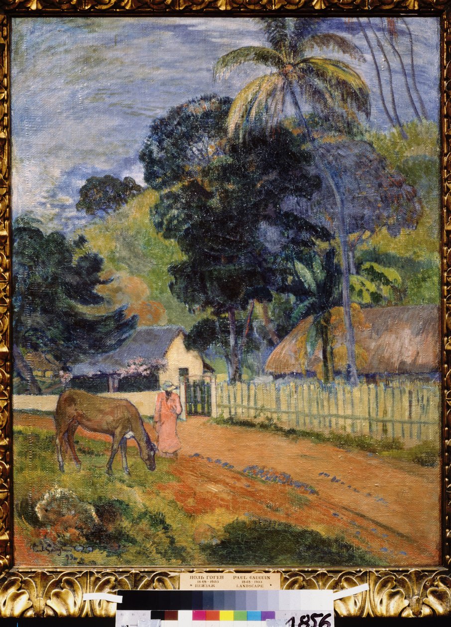 ""Manzara, yolda bir at"" (Manzara. Yolda Bir At) Tablo Paul Gauguin (1848-1903) 1899 Post-Empresyonizm Dim. 94x73 cm Puşkin Müzesi Moskova by Paul Gauguin