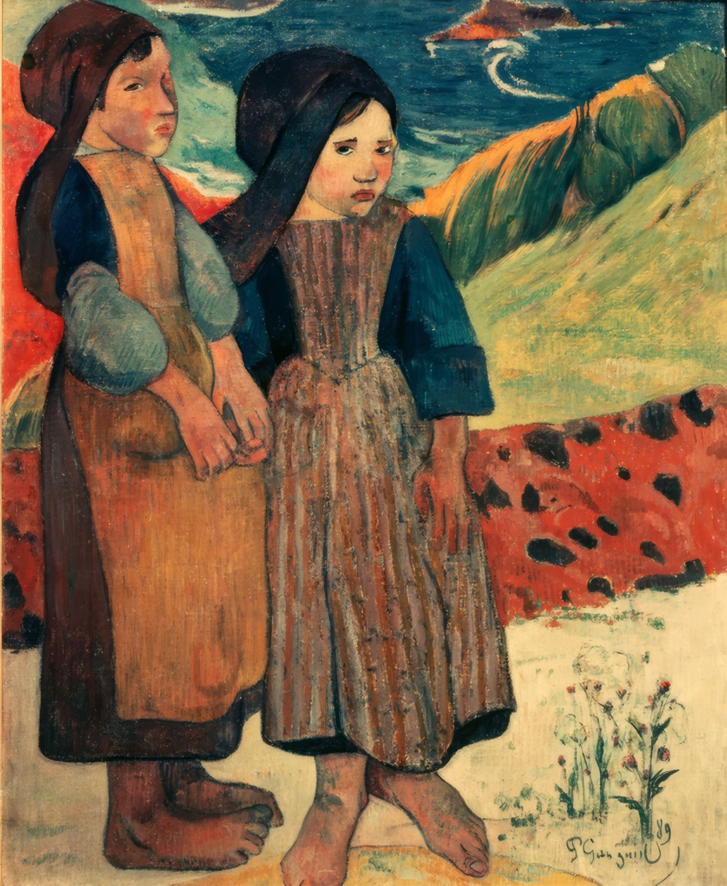 Deniz kenarında küçük Bretonlar by Paul Gauguin