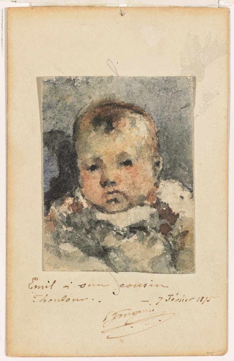Bir çocuğun portresi, 7 Şubat 1875 (orijinal bir kartvizit üzerine kağıt üzerine suluboya) by Paul Gauguin