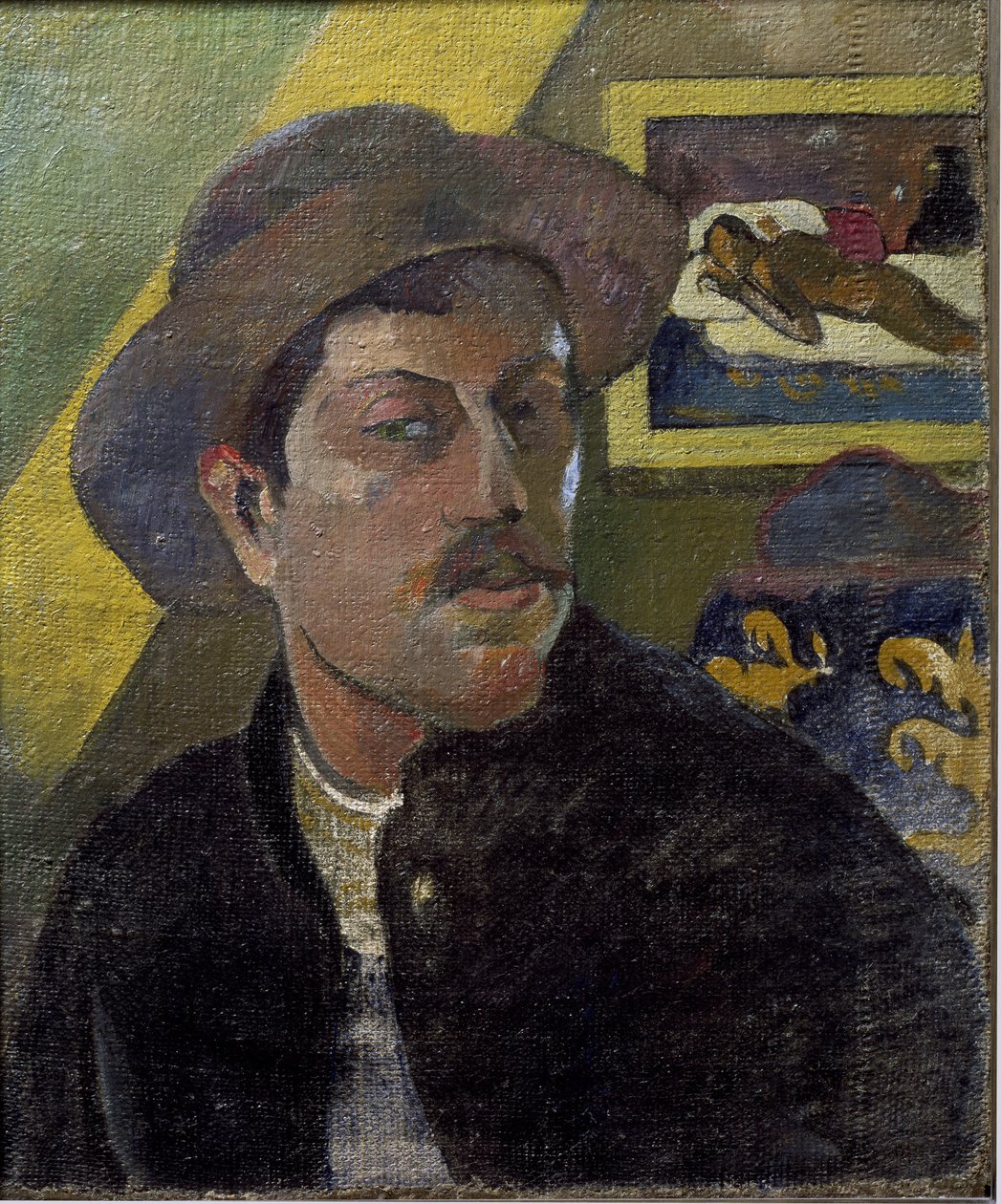 Sanatçının şapkalı portresi - Tuval üzerine yağlı boya by Paul Gauguin
