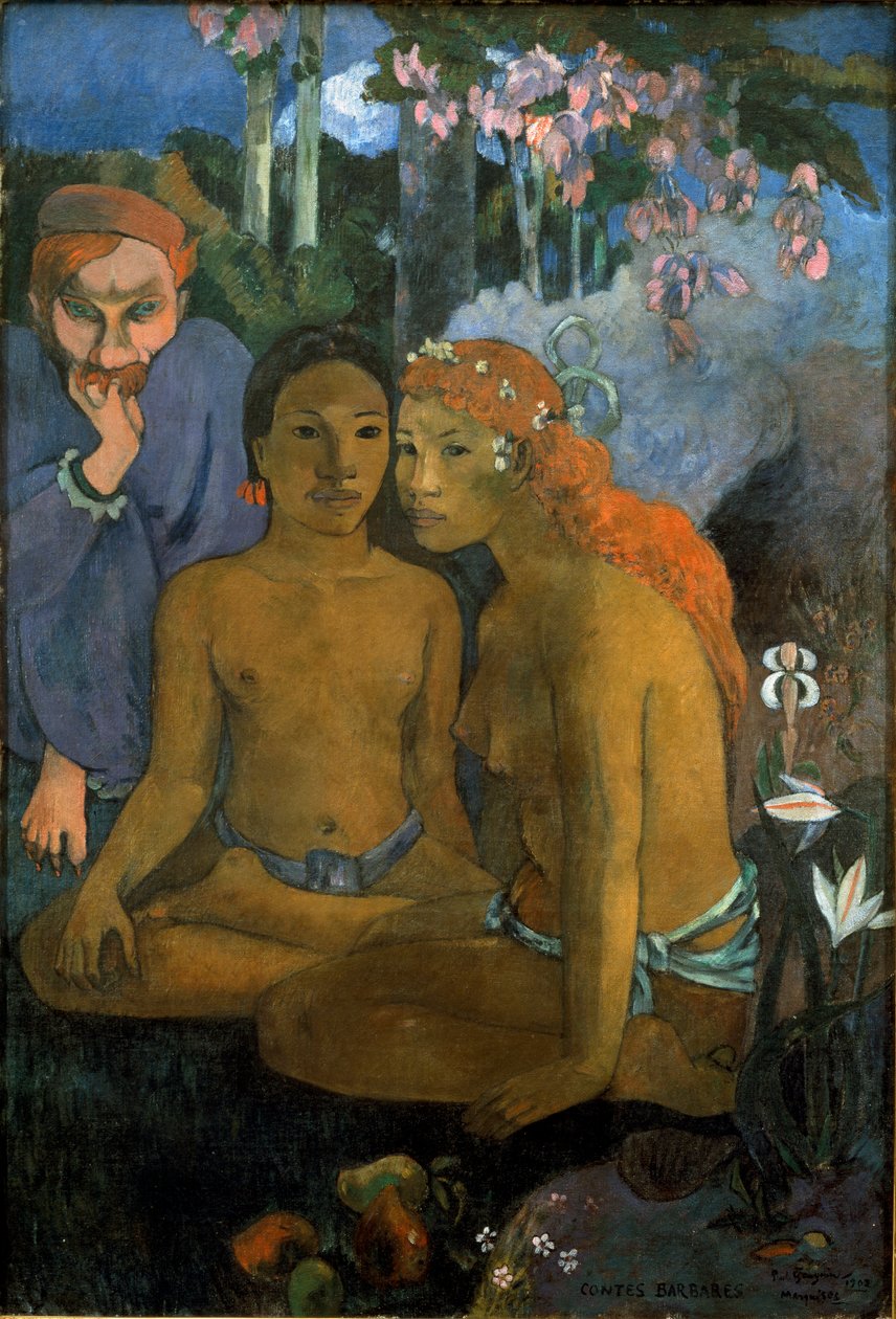 İlkel masallar. Genç Tahitililer ve Hollanda asıllı Fransız şair Jacob Meyer de Haan (Meijer de Hann) (1852-1895). Paul Gauguin