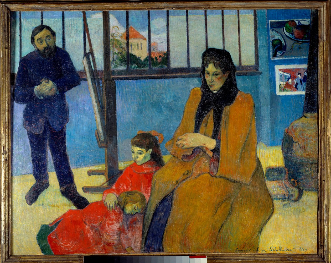 Schuffenecker's Workshop veya Schuffenecker ailesi. Emile Scuffenecker (1851-1934), karısı, kızlık soyadı Louise Lancon ve çocukları Jeanne ve Paul'un portresi. Paul Gauguin'in (1848-1903) tablosu by Paul Gauguin