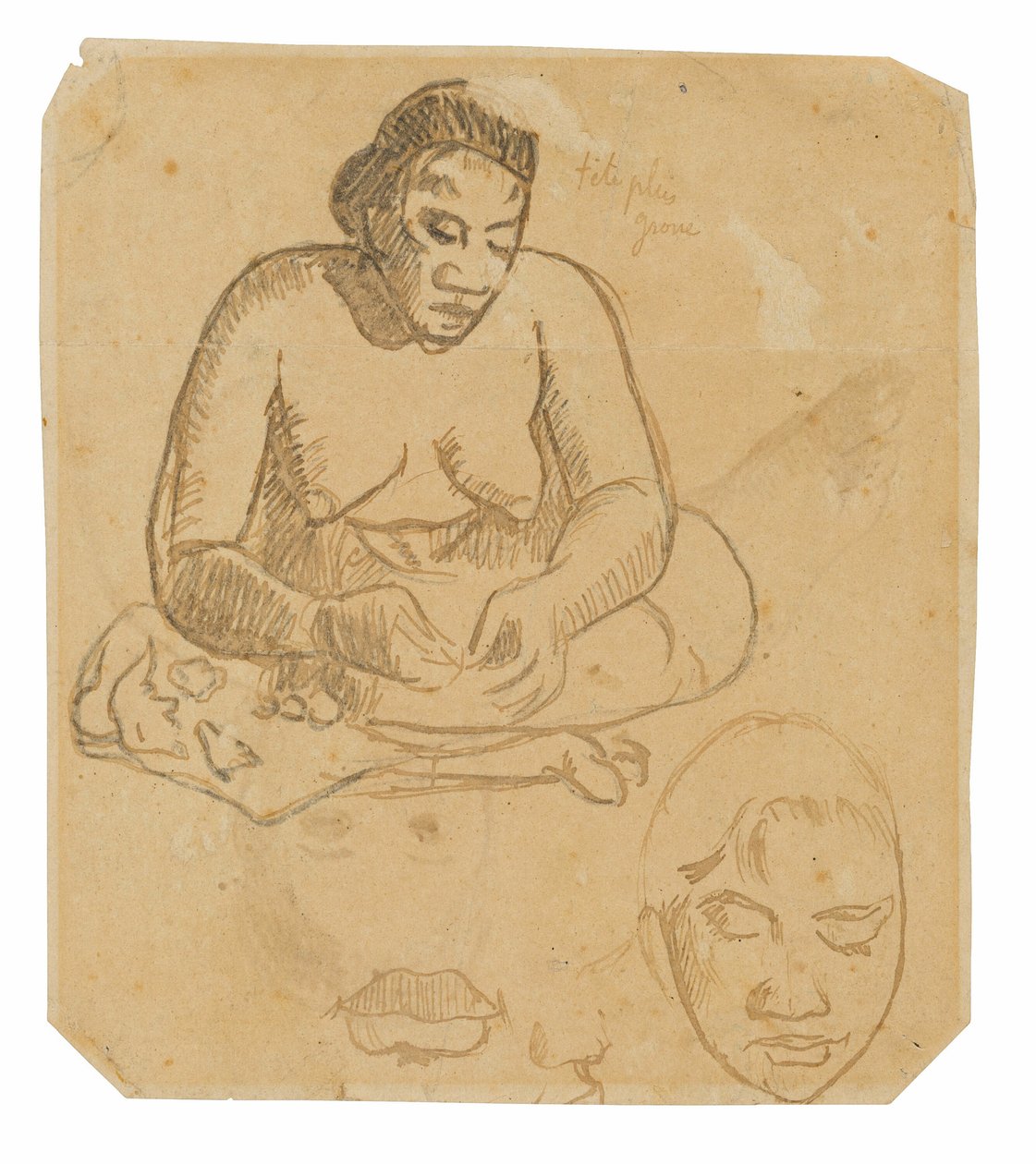 Oturan Tahiti Kadını (rekto); Ayakta Tahiti Kadını (verso) by Paul Gauguin