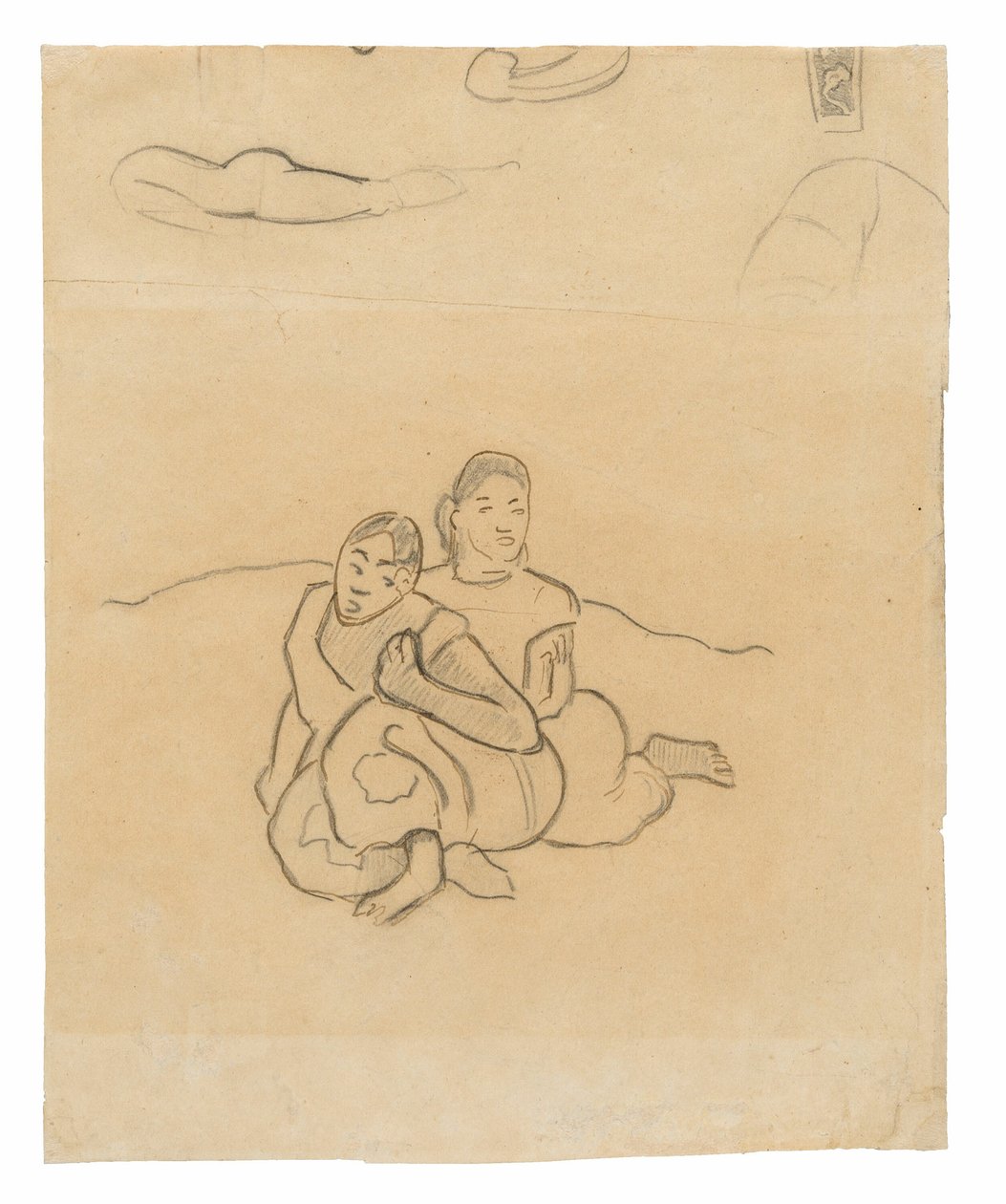 Oturan Tahiti Kadınları (Nafea faa ipoipo [Ne Zaman Evleneceksin?] tablosuyla ilgili) ve Diğer Eskizler by Paul Gauguin
