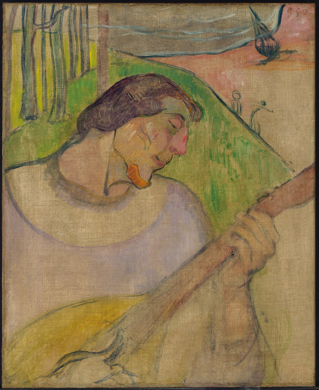Mandolin ile otoportre, c.1889 (tuval üzerine yağlıboya) by Paul Gauguin