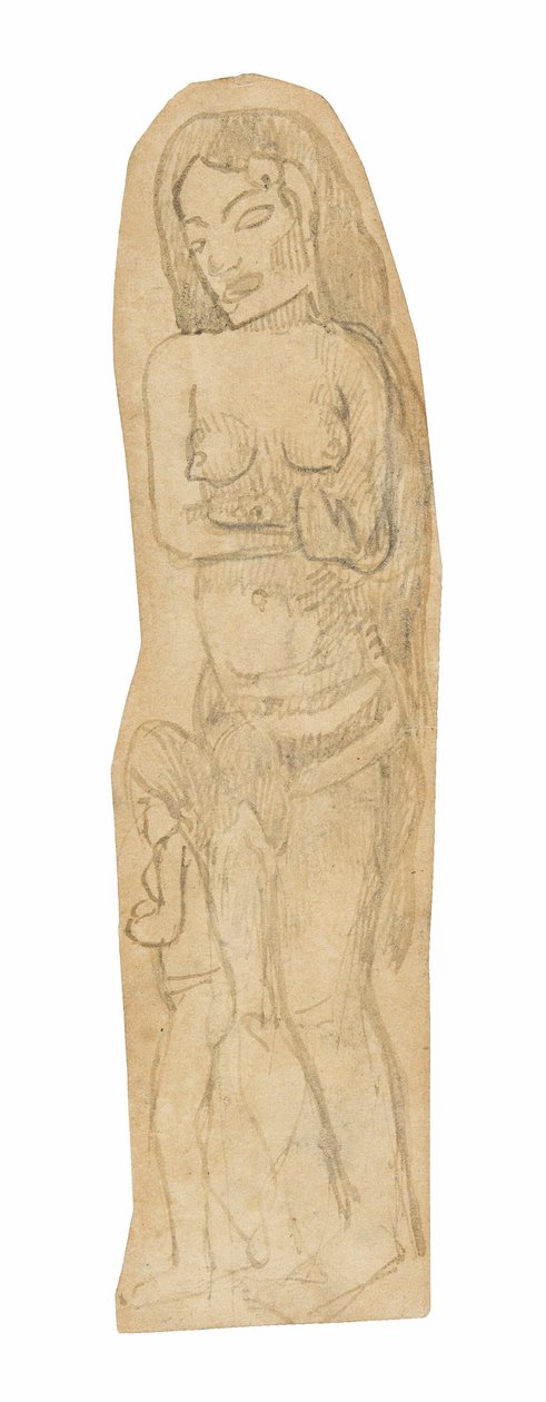 Maori Kadın ve Çocuk Kroki by Paul Gauguin