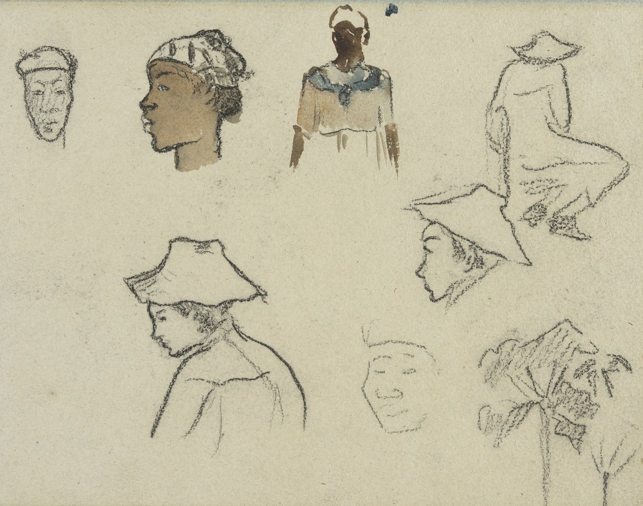 Figürlerin ve Yaprakların Eskizleri by Paul Gauguin