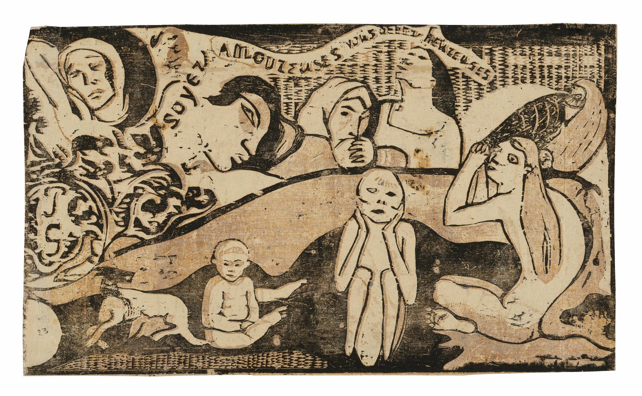 Geç Ahşap Blok Baskılar Takımından Sevgiler, Mutlu Olursunuz by Paul Gauguin