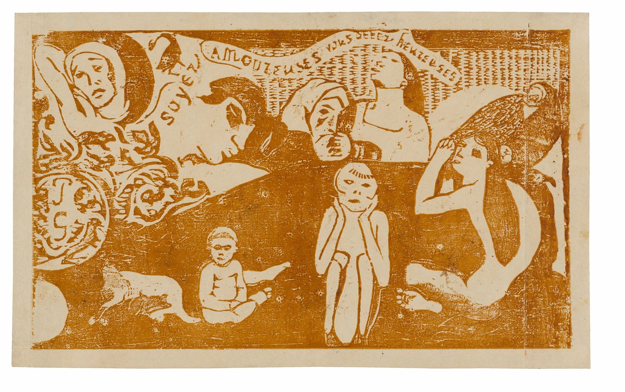 Geç Ahşap Blok Baskılar Takımından Sevgiler, Mutlu Olursunuz by Paul Gauguin