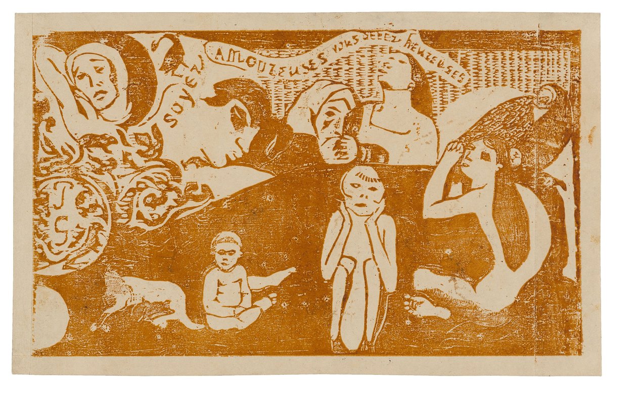 Geç Ahşap Blok Baskılar Süitinden Sevgiler ve Mutlu Olacaksınız by Paul Gauguin