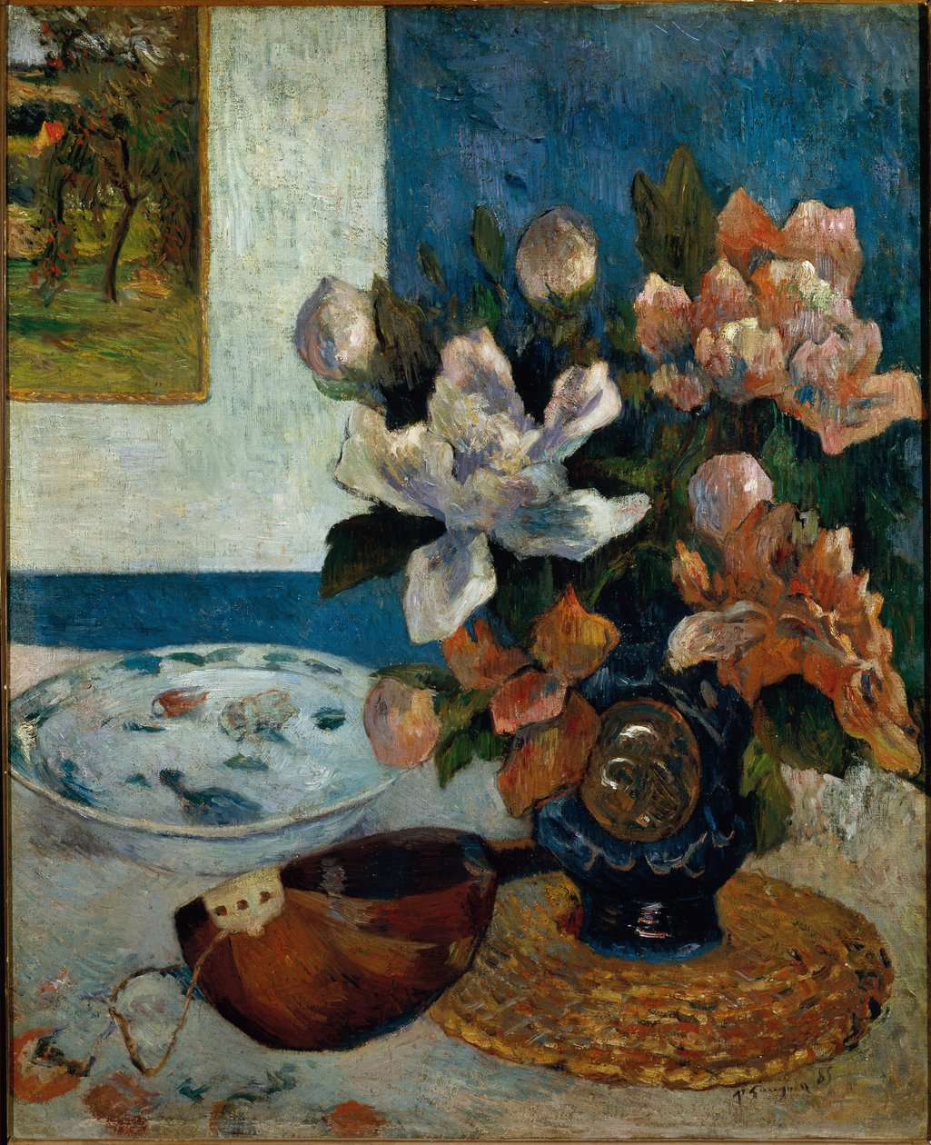 Mandolin ile natürmort (tuval üzerine yağlı boya by Paul Gauguin