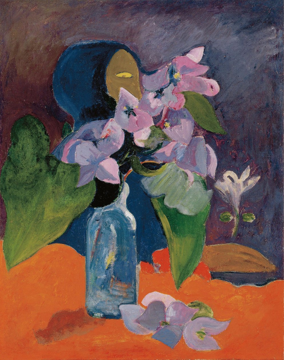 Çiçekler ve İdol ile Natürmort, Gauguin, Paul Eugene Henri (1848-1903). Tuval üzerine yağlı boya, yaklaşık 1892, Ebat : 40,3x32. Kunsthaus Zürih by Paul Gauguin