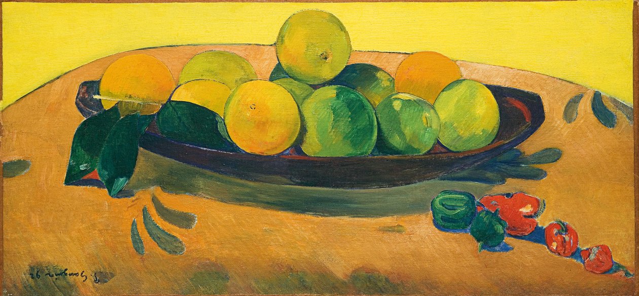 Meyve ve Biberli Natürmort; Meyve ve biber ile natürmort, 1892 by Paul Gauguin
