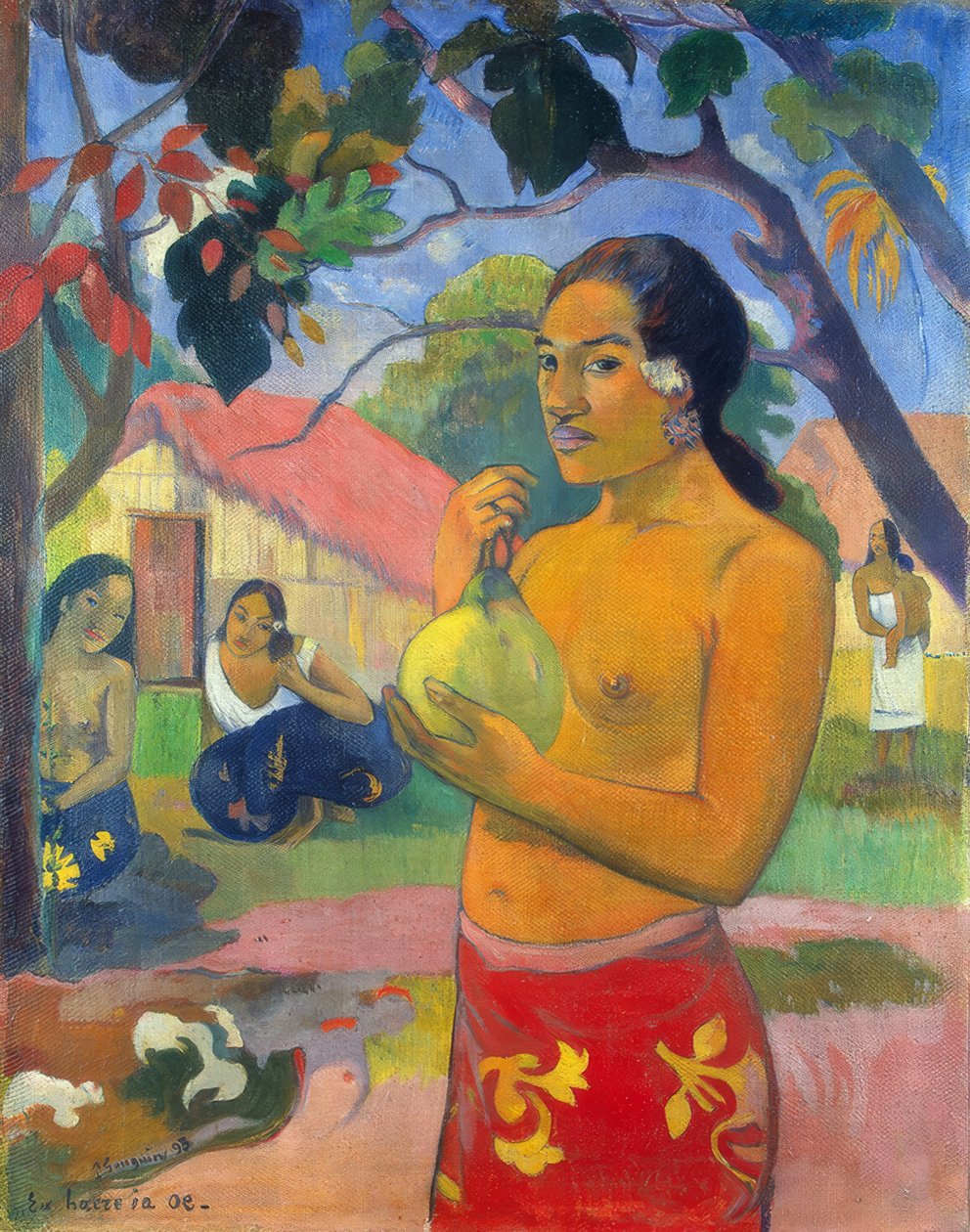 Tahiti: Meyve Tutan Kadın (Nereye Gidiyorsun? / Eu haere ia oe?), Paul Gauguin (1893) by Paul Gauguin