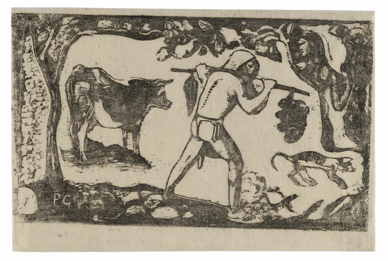 Tahiti Taşıyan Muz, Geç Ahşap Blok Baskılar Süitinden by Paul Gauguin