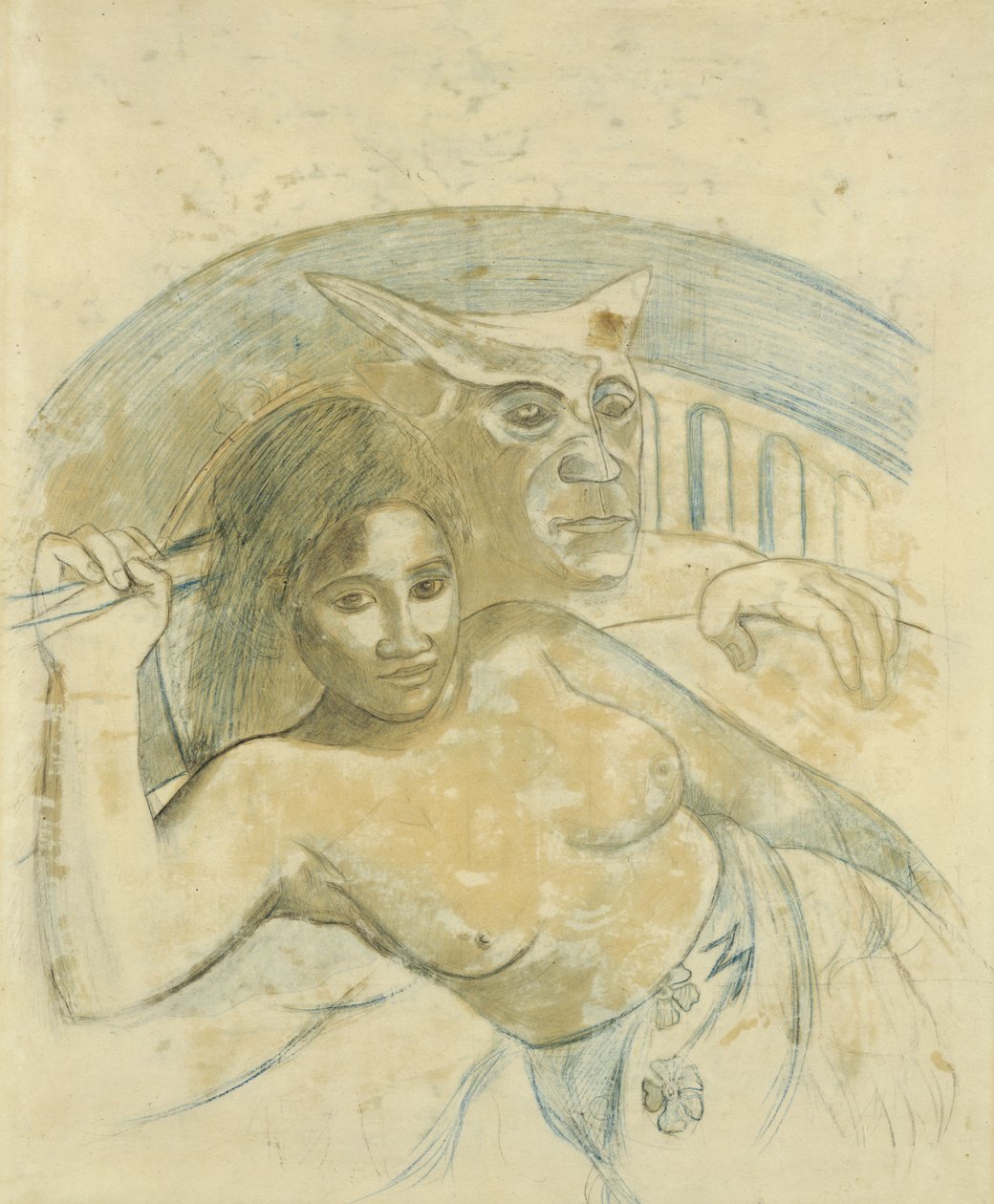 Kötü Ruhlu Tahiti Kadını by Paul Gauguin