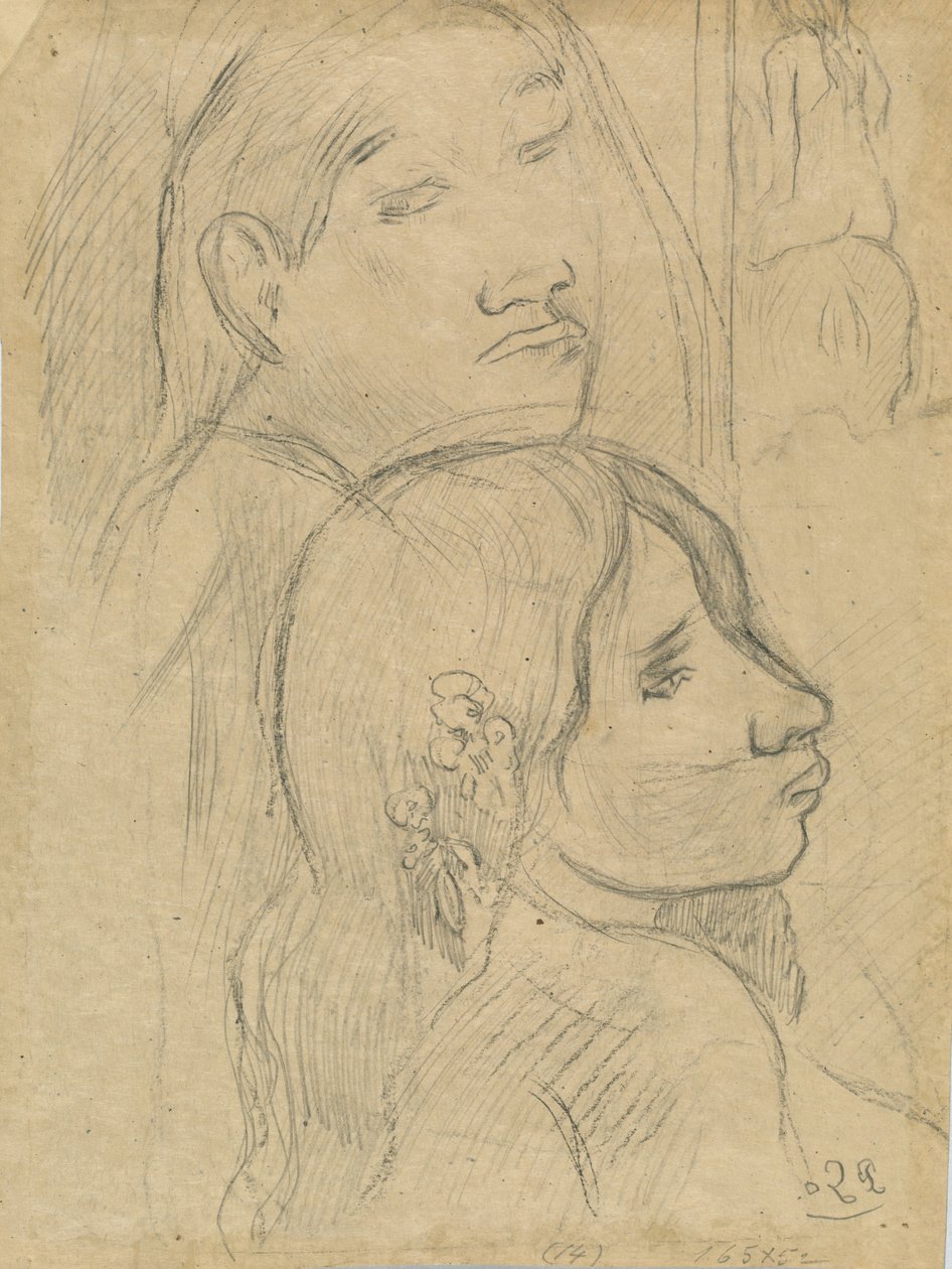 İki Marquesans [verso], c. 1902. by Paul Gauguin