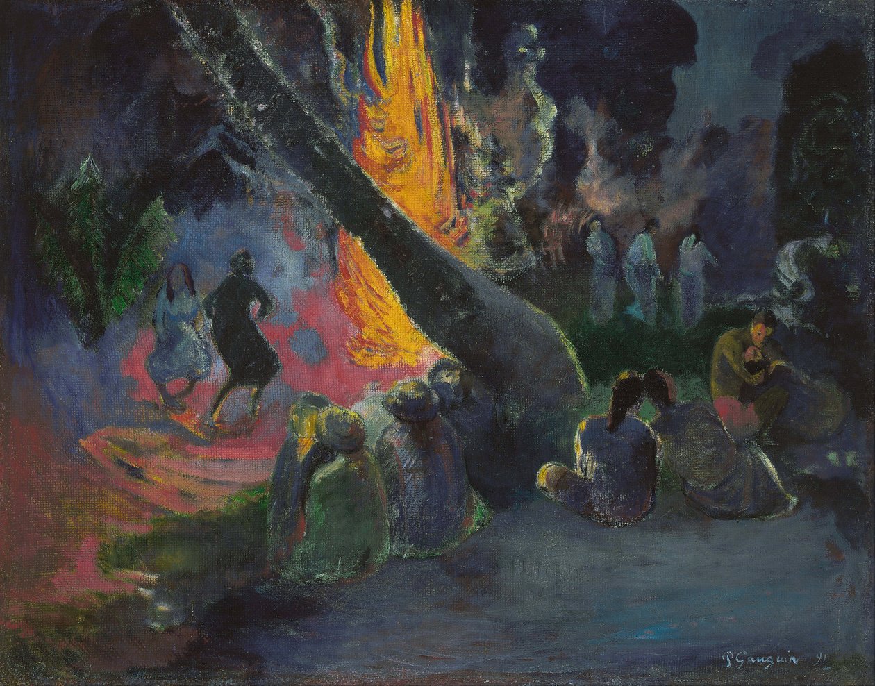 Upa upa, la danse du feu - Upa upa (Ateş Dansı), Gauguin, Paul Eugene Henri (1848-1903). Tuval üzerine yağlıboya by Paul Gauguin